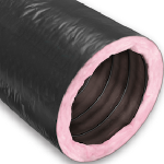 KP Insulated Flex Duct, 9"x25' Blk Vinyl R8 Bag